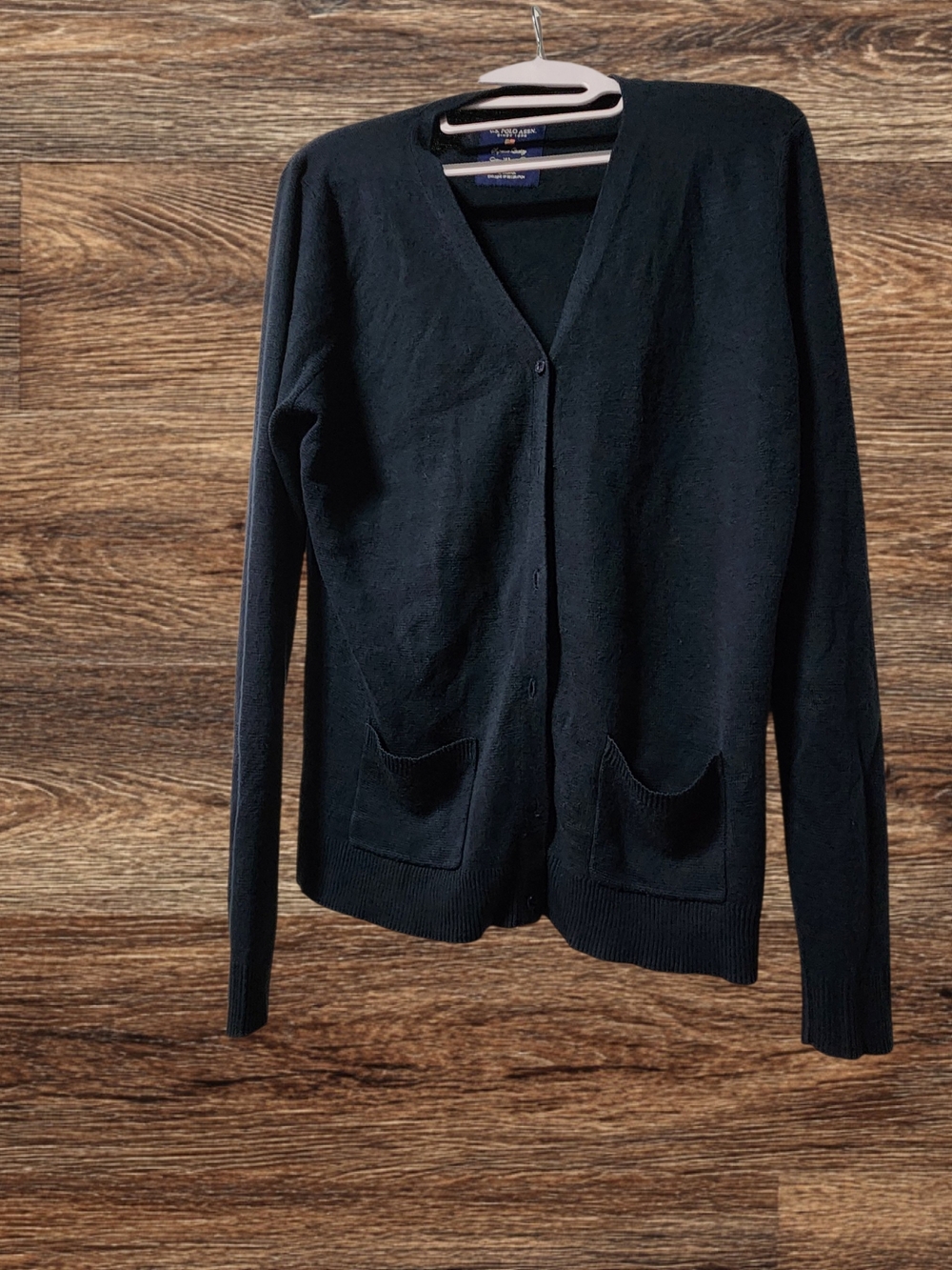 U.S. Polo Assn. Navy V-Neck Women's Cardigan with Front Pockets